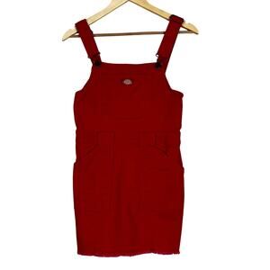 Dickies Overall Mini Dress Womens XS Cotton Stretch Pockets Utility Retro 90s